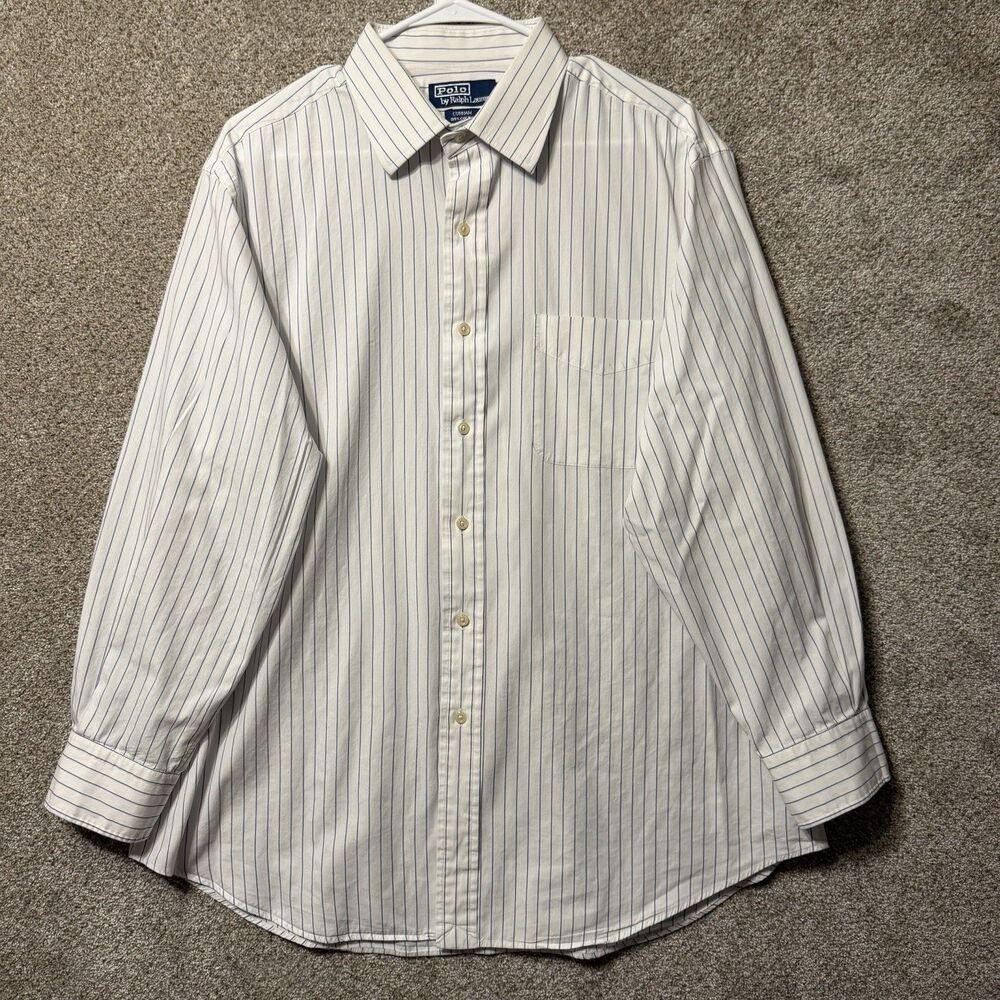 Polo Ralph Lauren Curham Stripe Dress Shirt Mens 17 32/33 READ